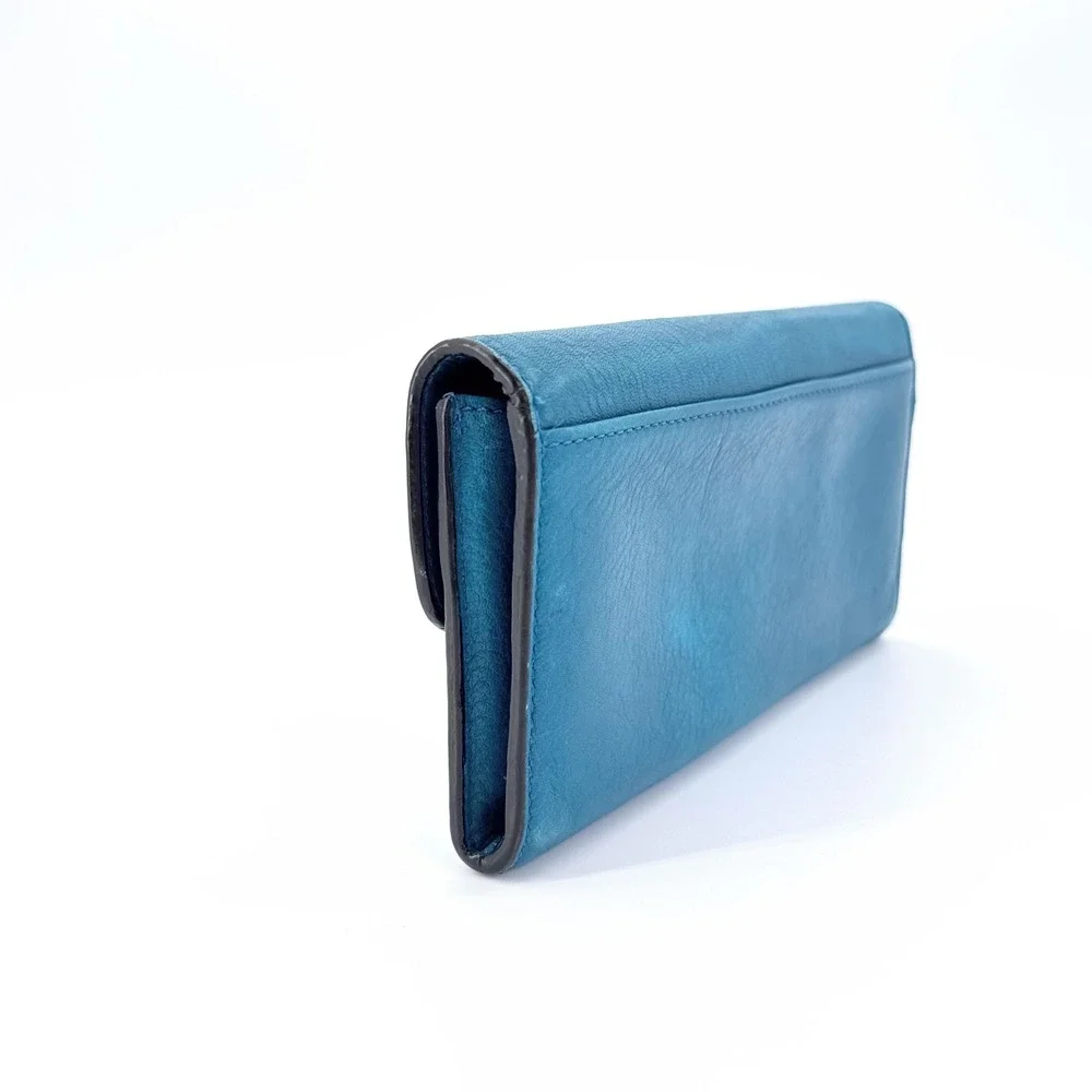 Coach Madison Slim Envelope Wallet Teal Dark Plume Leather Silver Hardware